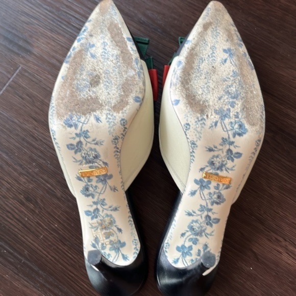 Gucci Sylvie web bow leather mules heels - Picture 6 of 9